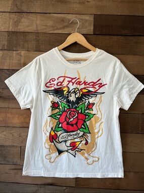 Ed by Ed Hardy Adult Unisex Logo Graphic Tee Short Sleeve Shirt Size Large